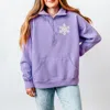 Simply Sage Market Embroidered Snowflake - Women's Quarter Zip Fleece Graphic Sweatshirt In Purple