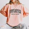 Simply Sage Market Embroidered Sweater Weather - Women's Lightweight Garment Dyed Sweatshirt In Pink
