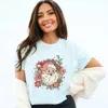 Simply Sage Market Floral Santa - Womens Garment Dyed Tee In Blue