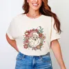 Simply Sage Market Floral Santa - Womens Garment Dyed Tee In Multi