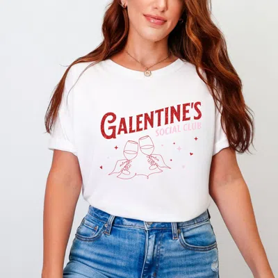 SIMPLY SAGE MARKET GALENTINE'S SOCIAL CLUB GLITTER - WOMEN'S GARMENT DYED GRAPHIC T-SHIRT