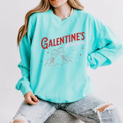 Simply Sage Market Galentine's Social Club Glitter - Women's Lightweight Garment Dyed Sweatshirt In Multi