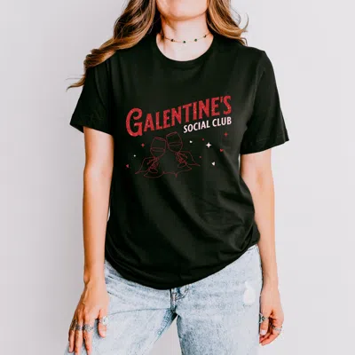 Simply Sage Market Galentine's Social Club Glitter - Women's Short Sleeve Graphic T-shirt In Black