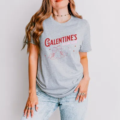 Simply Sage Market Galentine's Social Club Glitter - Women's Short Sleeve Graphic T-shirt In Gray