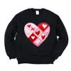 Simply Sage Market Heart Stitching Patchwork Print - Women's Graphic Sweatshirt In Black