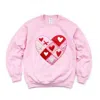 Simply Sage Market Heart Stitching Patchwork Print - Women's Graphic Sweatshirt In Pink