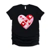 Simply Sage Market Heart Stitching Patchwork Print - Women's Short Sleeve Graphic T-shirt In Black