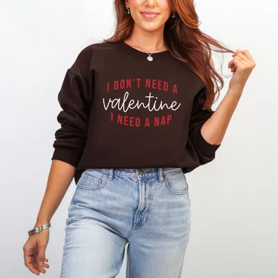 Simply Sage Market I Don't Need A Valentine, I Need A Nap - Women's Graphic Sweatshirt In Gold