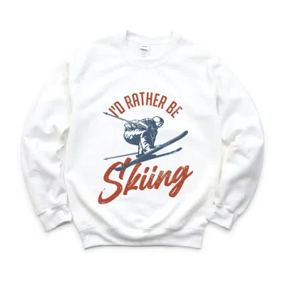 Simply Sage Market I'd Rather Be Skiing - Women's Graphic Sweatshirt In White