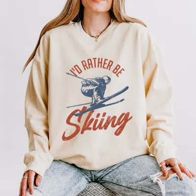 Simply Sage Market I'd Rather Be Skiing - Women's Lightweight Garment Dyed Sweatshirt In Multi