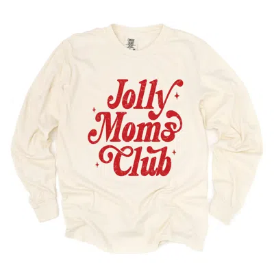 SIMPLY SAGE MARKET JOLLY MOM'S CLUB DISTRESSED - WOMEN'S GARMENT DYED LONG SLEEVE GRAPHIC T-SHIRT
