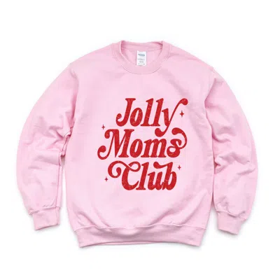 Simply Sage Market Jolly Mom's Club Distressed - Women's Graphic Sweatshirt In Pink