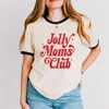 Simply Sage Market Jolly Mom's Club Distressed - Women's Ringer Graphic T-shirt In Black