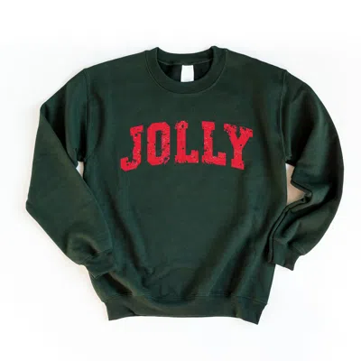 Simply Sage Market Jolly Varsity Arched Distressed - Women's Graphic Sweatshirt In Green