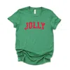 Simply Sage Market Jolly Varsity Arched Distressed - Women's Short Sleeve Graphic T-shirt In Green