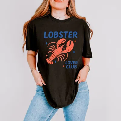 Simply Sage Market Lobster Lover Club - Women's Garment Dyed Graphic T-shirt In Black