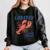 Simply Sage Market Lobster Lover Club - Women's Lightweight Garment Dyed Sweatshirt In Black
