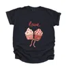 Simply Sage Market Love Cursive Cupcakes Coquette - Women's Garment Dyed Graphic T-shirt In Black