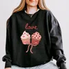 Simply Sage Market Love Cursive Cupcakes Coquette - Women's Lightweight Garment Dyed Sweatshirt In Black