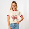 Simply Sage Market Love Cursive Cupcakes Coquette - Women's Ringer Graphic T-shirt In Multi