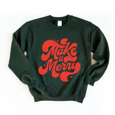 Simply Sage Market Make It Merry Cursive Distressed - Women's Graphic Sweatshirt In Green