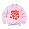 Simply Sage Market Make It Merry Cursive Distressed - Women's Graphic Sweatshirt In Pink