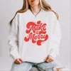 Simply Sage Market Make It Merry Cursive Distressed - Women's Lightweight Garment Dyed Sweatshirt In White