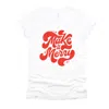 Simply Sage Market Make It Merry Cursive Distressed - Women's Short Sleeve Graphic T-shirt In White
