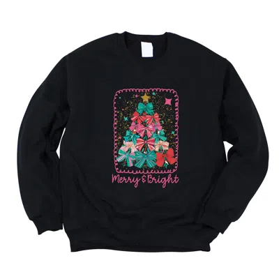 SIMPLY SAGE MARKET MERRY & BRIGHT BOW TREE - WOMEN'S GRAPHIC SWEATSHIRT