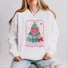 Simply Sage Market Merry & Bright Bow Tree - Women's Lightweight Garment Dyed Sweatshirt In White