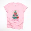 Simply Sage Market Merry & Bright Bow Tree - Women's Short Sleeve Graphic T-shirt In Pink