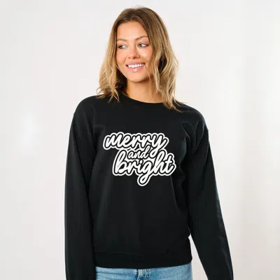 Simply Sage Market Merry & Bright Outline Puff - Women's Graphic Sweatshirt In Black