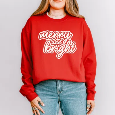 Simply Sage Market Merry & Bright Outline Puff - Women's Graphic Sweatshirt In Red