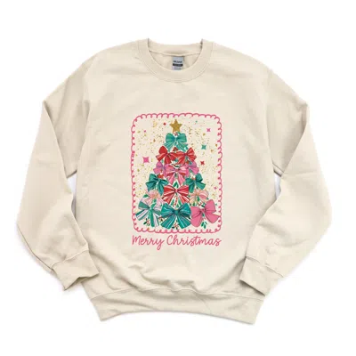 Simply Sage Market Merry Christmas Bow Tree - Women's Graphic Sweatshirt In Black