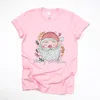 Simply Sage Market Merry Christmas Santa Stripes - Women's Short Sleeve Graphic T-shirt In Pink