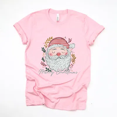 Simply Sage Market Merry Christmas Santa Stripes - Women's Short Sleeve Graphic T-shirt In Pink
