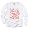 Simply Sage Market Merry Christmas Sketched Icons - Women's Garment Dyed Long Sleeve Graphic T-shirt In White