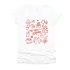 Simply Sage Market Merry Christmas Sketched Icons - Women's Short Sleeve Graphic T-shirt In White