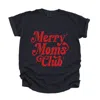 Simply Sage Market Merry Mom's Club Distressed - Women's Garment Dyed Graphic T-shirt In Black