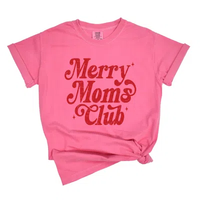 Simply Sage Market Merry Mom's Club Distressed - Women's Garment Dyed Graphic T-shirt In Multi