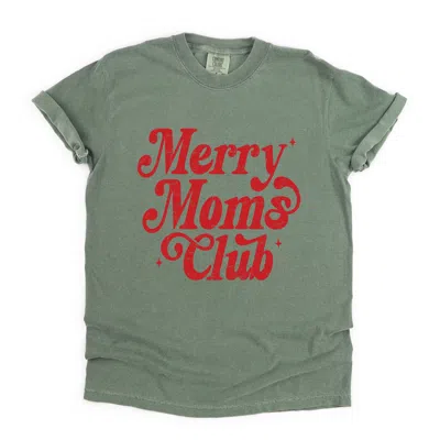 Simply Sage Market Merry Mom's Club Distressed - Women's Garment Dyed Graphic T-shirt In Pink
