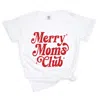 Simply Sage Market Merry Mom's Club Distressed - Women's Garment Dyed Graphic T-shirt In White