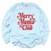 Simply Sage Market Merry Mom's Club Distressed - Women's Garment Dyed Long Sleeve Graphic T-shirt In Blue