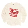 Simply Sage Market Merry Mom's Club Distressed - Women's Garment Dyed Long Sleeve Graphic T-shirt In Neutral