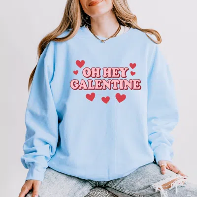 Simply Sage Market Oh Hey Galentine Hearts - Women's Lightweight Garment Dyed Sweatshirt In Blue