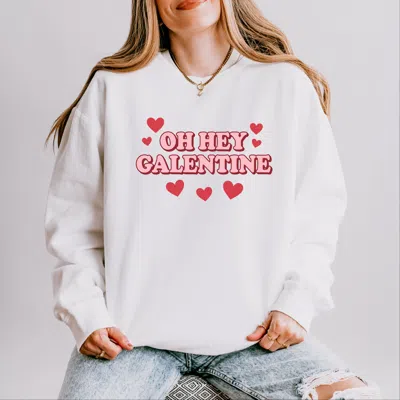 Simply Sage Market Oh Hey Galentine Hearts - Women's Lightweight Garment Dyed Sweatshirt In White