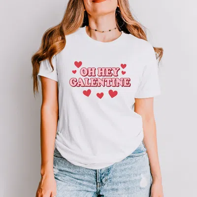Simply Sage Market Oh Hey Galentine Hearts - Women's Garment Dyed Graphic T-shirt In White