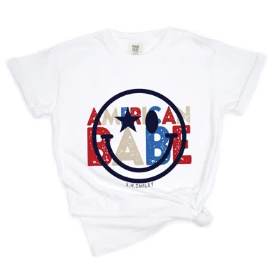 Simply Sage Market S. W.smiley American Babe - Women's Garment Dyed Graphic T-shirt In White