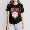 Simply Sage Market S. W.smiley Pink Smiley Distressed - Women's Short Sleeve Graphic T-shirt In Black
