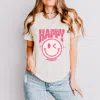 Simply Sage Market S. W.smiley Pink Smiley Distressed - Women's Short Sleeve Graphic T-shirt In White